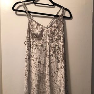 silver crushed velvet mini dress